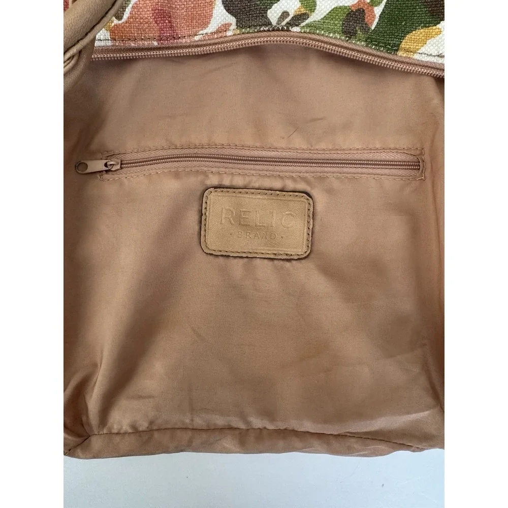 Relic Brand Collection Purse Handbag Canvas Orange Yellow Green Floral Camo